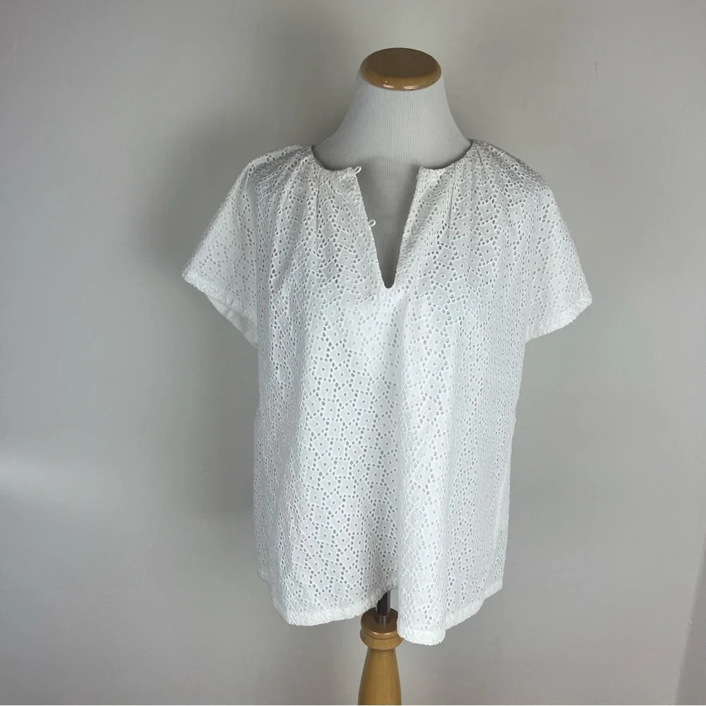 COS White Eyelet Lace Top Blouse 100% Cotton Size 8